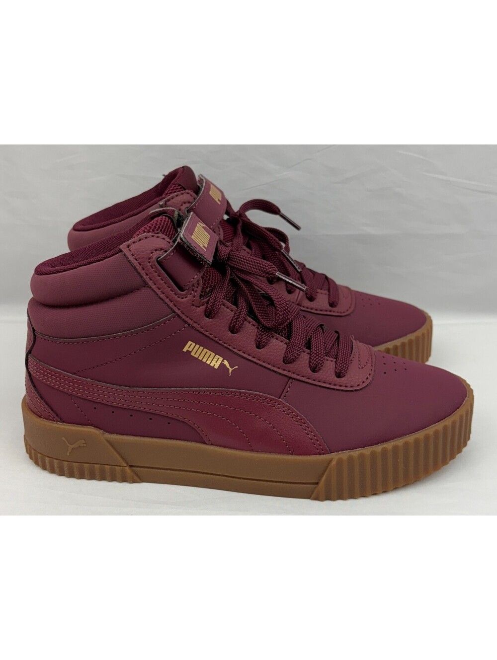PUMA Carina Mid Burgundy Gold Platform Women’s Sneakers 373233-04 Size 7.5 US